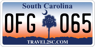SC license plate OFG065