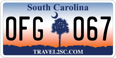 SC license plate OFG067