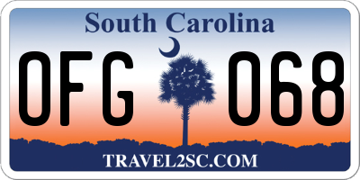 SC license plate OFG068
