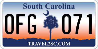 SC license plate OFG071