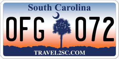 SC license plate OFG072