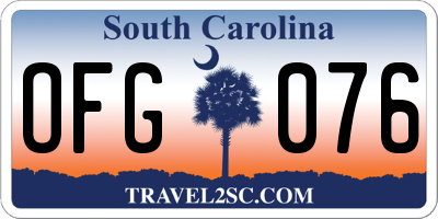 SC license plate OFG076