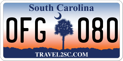 SC license plate OFG080