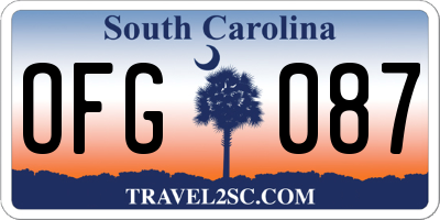 SC license plate OFG087
