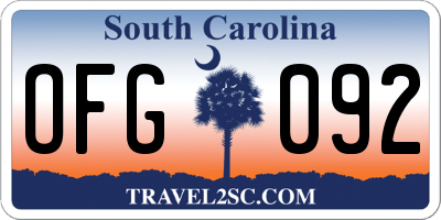 SC license plate OFG092