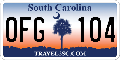 SC license plate OFG104