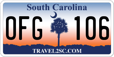 SC license plate OFG106
