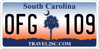 SC license plate OFG109