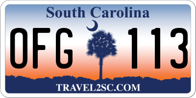 SC license plate OFG113