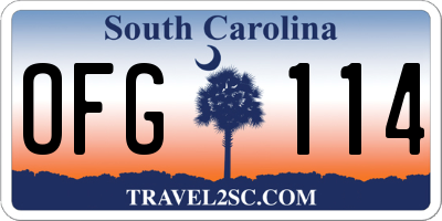 SC license plate OFG114