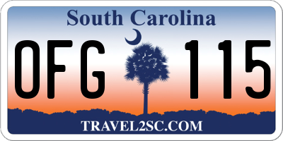 SC license plate OFG115