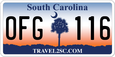 SC license plate OFG116
