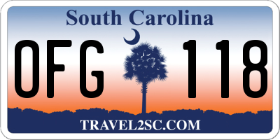 SC license plate OFG118