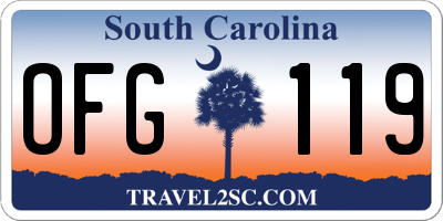SC license plate OFG119