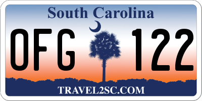 SC license plate OFG122