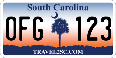 SC license plate OFG123