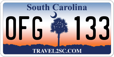 SC license plate OFG133