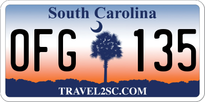 SC license plate OFG135