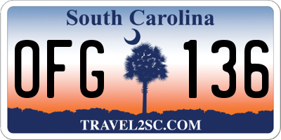 SC license plate OFG136