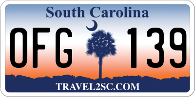 SC license plate OFG139
