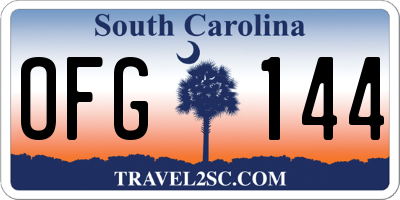 SC license plate OFG144