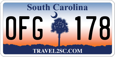 SC license plate OFG178