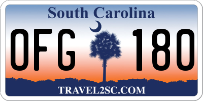 SC license plate OFG180