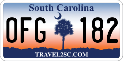 SC license plate OFG182