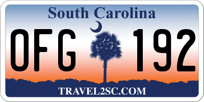 SC license plate OFG192
