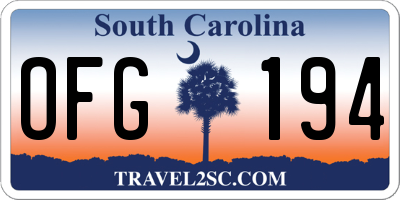 SC license plate OFG194