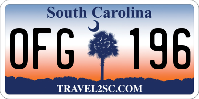 SC license plate OFG196