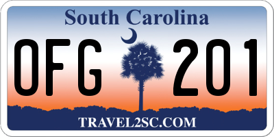 SC license plate OFG201