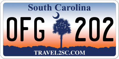 SC license plate OFG202