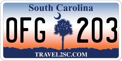 SC license plate OFG203