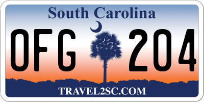 SC license plate OFG204