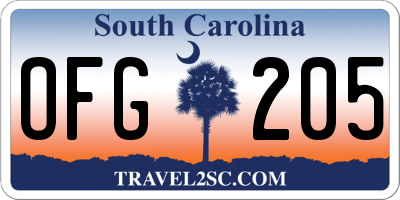 SC license plate OFG205