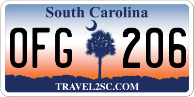 SC license plate OFG206