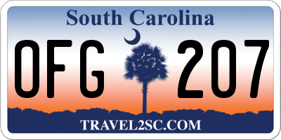 SC license plate OFG207