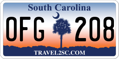 SC license plate OFG208