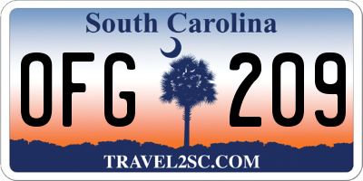SC license plate OFG209