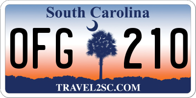 SC license plate OFG210