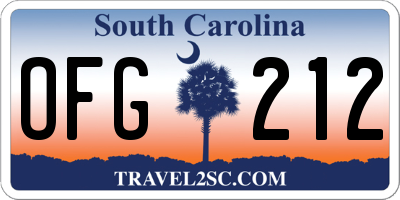 SC license plate OFG212