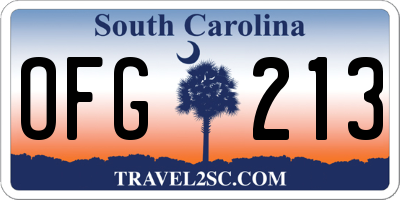 SC license plate OFG213