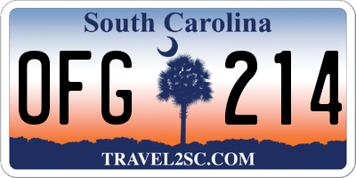 SC license plate OFG214