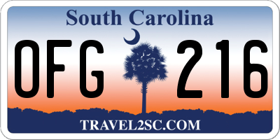 SC license plate OFG216