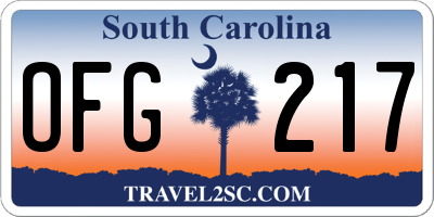 SC license plate OFG217
