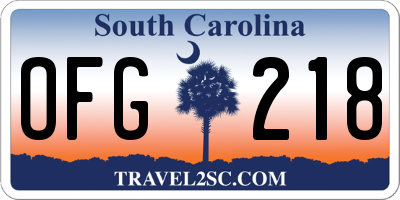 SC license plate OFG218