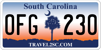 SC license plate OFG230