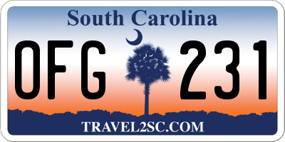 SC license plate OFG231