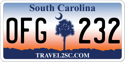 SC license plate OFG232